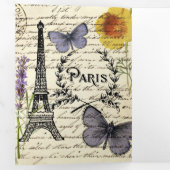 ヴィンテージ ラスティック フレンチ エッフェル塔 パリパーティー 三つ折り案内状 (内部最初)