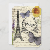 ヴィンテージ ラスティック フレンチ エッフェル塔 パリパーティー 招待状 (裏面)