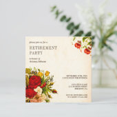 ヴィンテージ ラスティック フローラル ローズ 引退パーティー 招待状 (スタンド正面)
