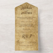 ヴィンテージ ラスティック ブラウン ウェディング 花嫁 花婿 オールインワン招待状 (内側)