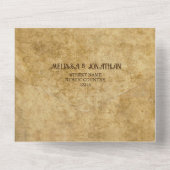 ヴィンテージ ラスティック ブラウン ウェディング 花嫁 花婿 オールインワン招待状 (裏面)