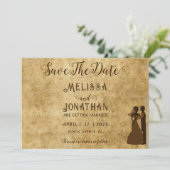 ヴィンテージ ラスティック ブラウン ウェディング Save the date 招待状 (スタンド正面)