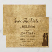 ヴィンテージ ラスティック ブラウン ウェディング Save the date 招待状 (正面/裏面)