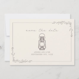 ヴィンテージ ラスティック ランタン アメシスト ウェディング セーブザデート