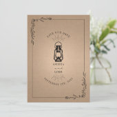 ヴィンテージ ラスティック ランタン カードストック ウェディング セーブザデート (スタンド正面)