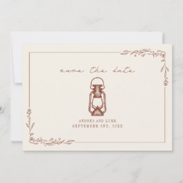 ヴィンテージ ラスティック ランタン テラコッタ ウェディング セーブ ザ セーブザデート