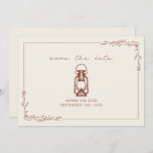 ヴィンテージ ラスティック ランタン テラコッタ ウェディング セーブ ザ セーブザデート (正面/裏面)