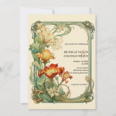 ヴィンテージ ラスティック レトロ アールヌーヴォー ボタニカル フローラル 招待状 (正面)