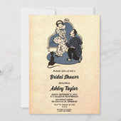 ヴィンテージ ラスティック ロマンティック カップル レトロ ブライダル シャワー 招待状 (正面)