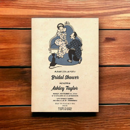 ヴィンテージ ラスティック ロマンティック カップル レトロ ブライダル シャワー 招待状