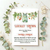 ヴィンテージ ラスティック 地元で育てられた ガーデン ベイビー シャワー 招待状
