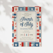 ヴィンテージ ラスティック 4th of July パーティー 招待状