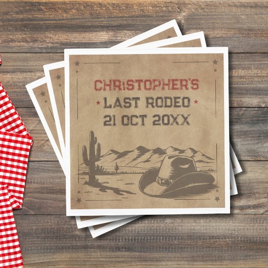 ヴィンテージ ラスト ロデオ ラスティック カウボーイ バチェラーパーティー スタンダードランチョンナプキン