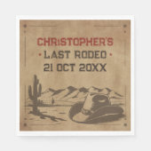 ヴィンテージ ラスト ロデオ ラスティック カウボーイ バチェラーパーティー スタンダードランチョンナプキン (正面)