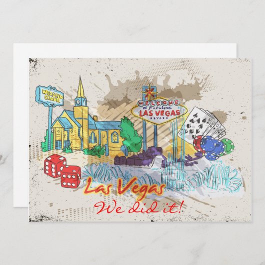 ヴィンテージ ラスベガス ウェルカム レセプションのみ 招待状 (正面/裏面)