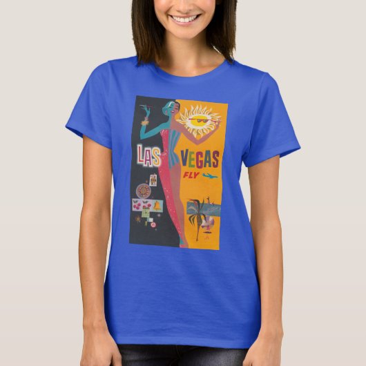 ヴィンテージ ラスベガス ギャンブル トラベル ポスター アート Tシャツ (正面)