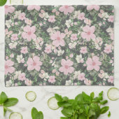 ヴィンテージ ラッシュ ピンク ボタニカル パターン キッチンタオル (折り畳み)