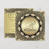 ヴィンテージ ラッセル ゴールデン ウェディング パーティー 招待状 (正面/裏面)