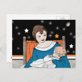 ヴィンテージ ラビング マザー ベイビー スターズ 母の日 ポストカード (正面/裏面)