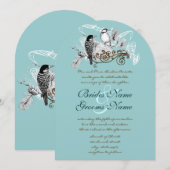 ヴィンテージ ラブバード ウェディング 招待状 (正面/裏面)