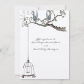 ヴィンテージ ラブバード 鳥かご ブライダルシャワー 招待状 (裏面)