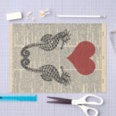 ヴィンテージ ラブ ハート タツノオトシゴ デコパージュ 薄葉紙 (クラフト)