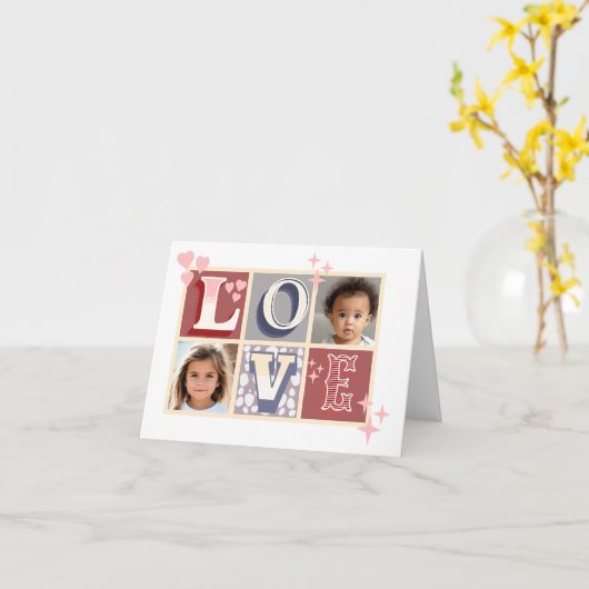 ヴィンテージ ラブ バレンタインデー オーダーメイド フォト カード (黄色い花)