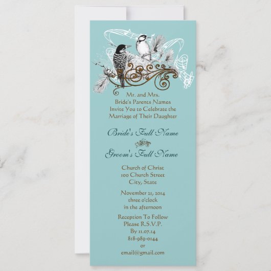 ヴィンテージ ラブ バーズ ウェディング インビテーション (正面)