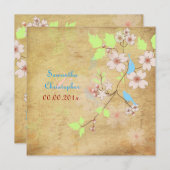 ヴィンテージ·ラブ·バード/ダイ·フォントなど 招待状 (正面/裏面)