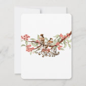 ヴィンテージ ラブ バード ピンク フラワー ウェディング 出欠カード (裏面)