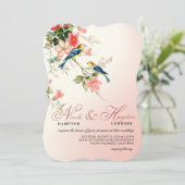 ヴィンテージ·ラブ·バ結婚ーズ|赤面ピンク白 招待状 (スタンド正面)