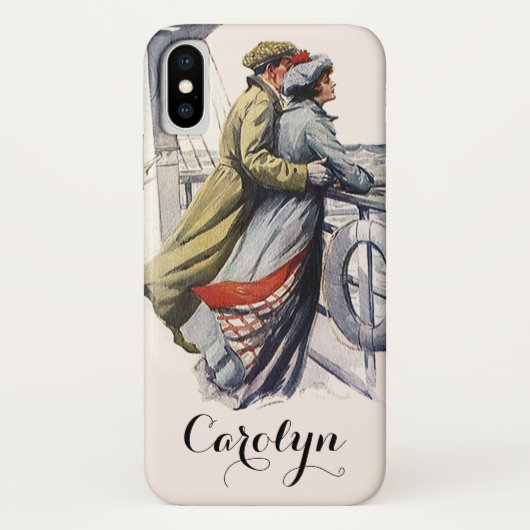 ヴィンテージ ラブ ロマンス クルーズ船の新婚旅行 Case-Mate iPhoneケース (裏面)