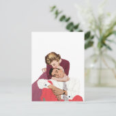 ヴィンテージ ラブ＆ロマンス, ピンクのウェディングカップル 案内ポストカード (スタンド正面)