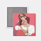 ヴィンテージ ラブ＆ロマンス, ピンクのウェディング カップル マグネット (正面/裏面)