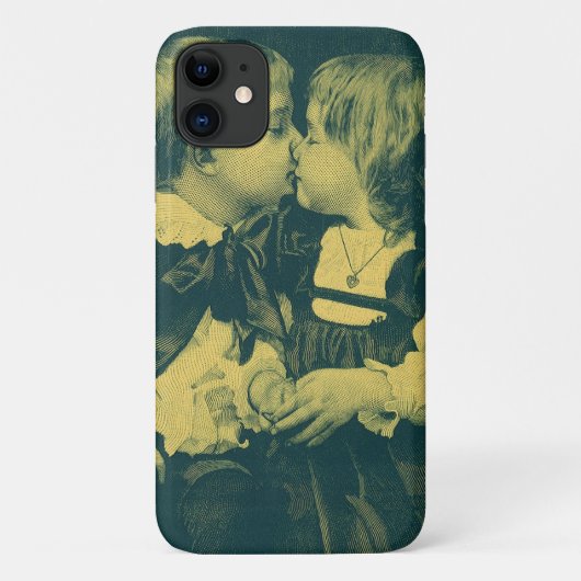 ヴィンテージ ラブ&ロマンス フォト、子供のキス Case-Mate iPhoneケース (裏面)
