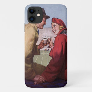 ヴィンテージ ラブ ロマンス フットボール観戦 カップル iPhone 11 ケース