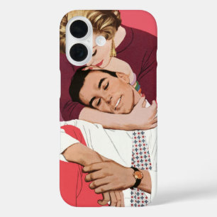 ヴィンテージ ラブ&ロマンス 新婚カップル ピンク iPhone 16ケース
