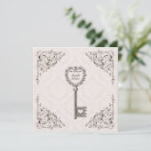 ヴィンテージ·ラブ·鍵·結婚式招待状#V1 招待状 (スタンド正面)