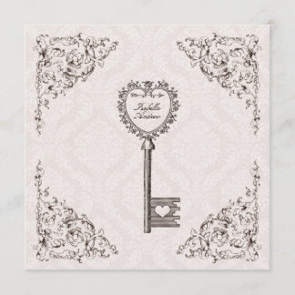 ヴィンテージ·ラブ·鍵·結婚式招待状#V1 招待状