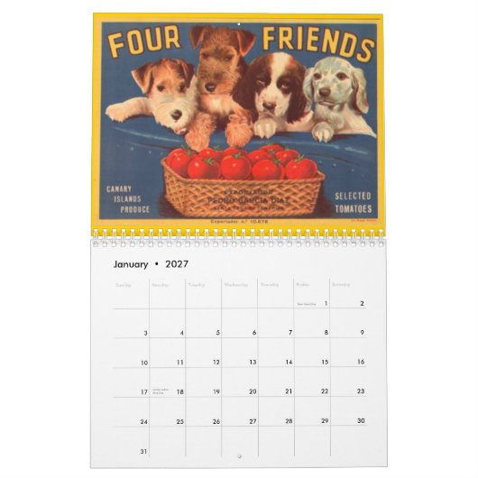 ヴィンテージ、ラベルカレンダーの作成 カレンダー (1月 2027)