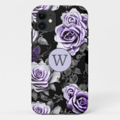 ヴィンテージ ラベンダーとグレーのローズ Case-Mate iPhoneケース (裏面)