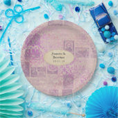 ヴィンテージ ラベンダー エフェメラ ダマスク ウェディング ペーパープレート (パーティー)