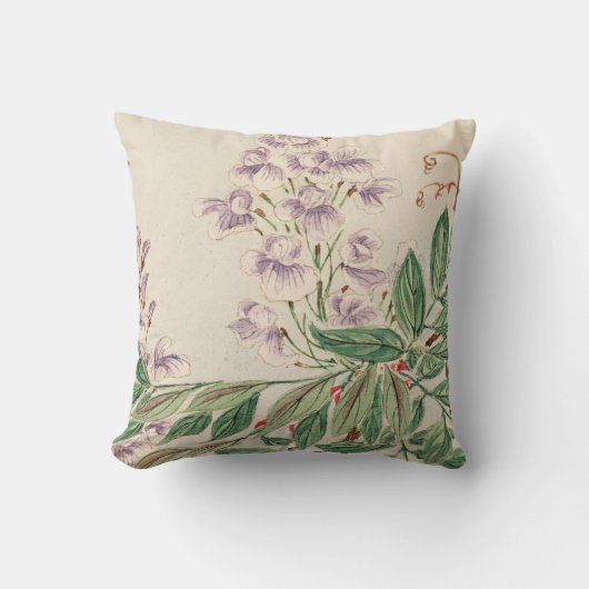 ヴィンテージ·ラベンダー·グリーン·水色フローラ絵画の使用 クッション (正面)