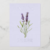 ヴィンテージ ラベンダー - シンプルな花モチーフ - 結婚式のご案内 箔招待状 (正面)