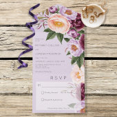 ヴィンテージ ラベンダー マルーン & ピーチ ピオニー 夕食なし オールインワン招待状