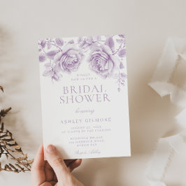 ヴィンテージ ラベンダー ローズ エレガント ブライダル シャワー 招待状