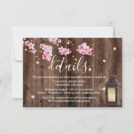 ヴィンテージ ランタン ピンクの花の結婚式の詳細 招待状