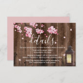 ヴィンテージ ランタン ピンクの花の結婚式の詳細 招待状 (正面/裏面)