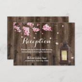 ヴィンテージ ランタン ピンク フラワー バーン ウェディング レセプション 招待状 (正面/裏面)