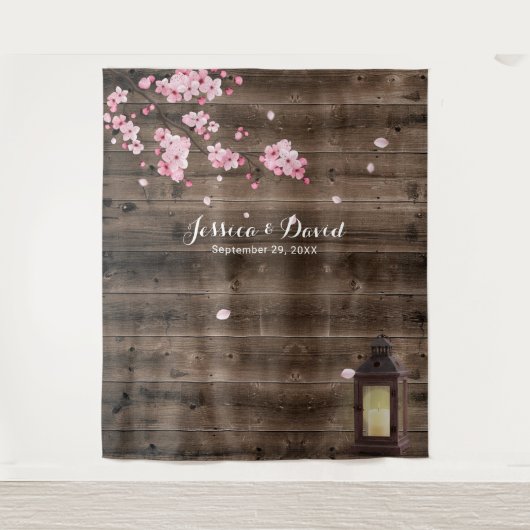 ヴィンテージ ランタン ピンク 花 モチーフ ウェディング バックドロップス タペストリー (正面)